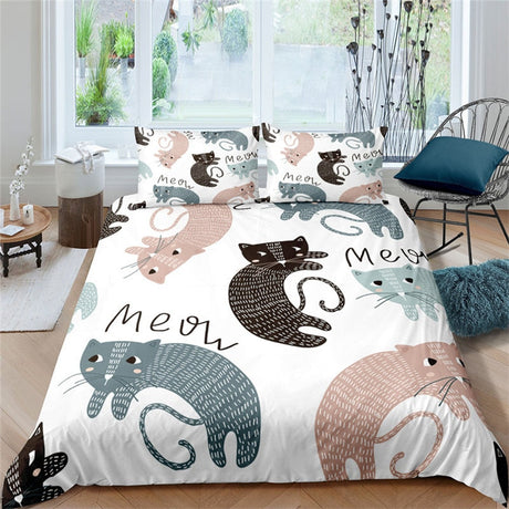 Cartoon Cat Kittens Bedding Set