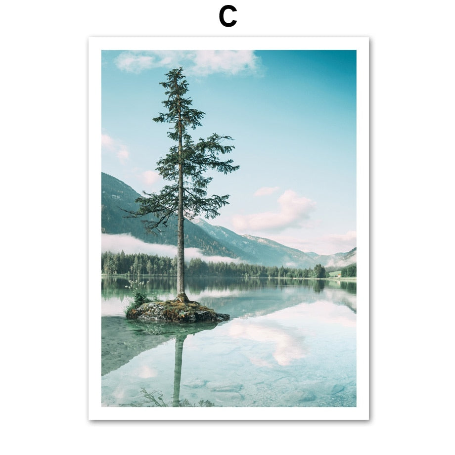 Sea Leaf Mountain Tree Landscape Wall Art Canvas Painting Posters And Prints Decoration Pictures For Living Room Decor