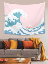 Sea Wave Print Tapestry