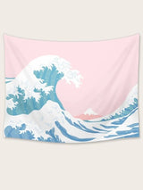 Sea Wave Print Tapestry