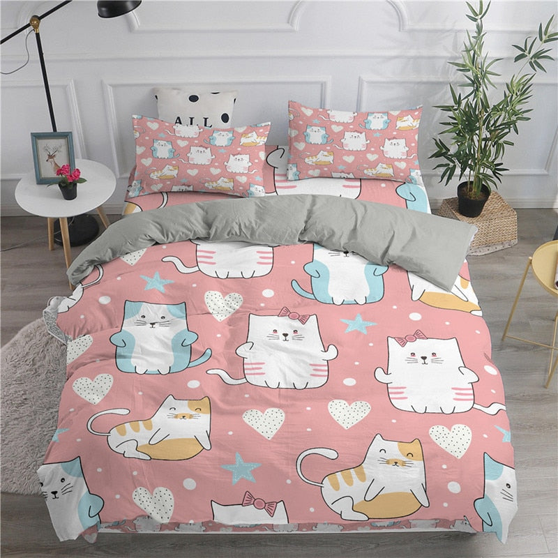 Cartoon Cat Kittens Bedding Set