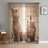 Cat Chiffon Sheer Curtains