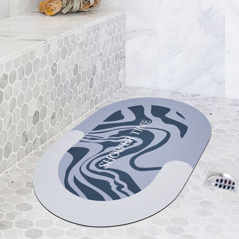 Shower Time Abstract Blue Diatomaceous Earth Bath Mat