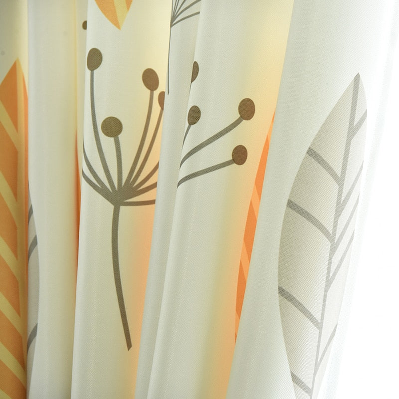 Single Panels Green Leaves Curtain Living Room Window Decoration Nordic Rustic Kitchen Curtains 3d