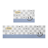 Feblilac Smiling Grey and Light Blue Checker Board PVC Leather Kitchen Mat