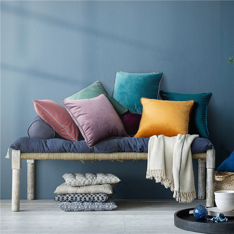 Solid Home Decor Sofa Cushion Cover For Chair Living Room Soft Velvet Pink Grey Yellow Throw Pillow Cover 45X45cm Pillowcases