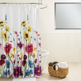 Feblilac Red Yellow Blue Water Print Flowers Garden Shower Curtain with Hooks, Bloom Floral Bathroom Curtains with Ring, Unique Bathroom décor, Boho Shower Curtain, Customized Bathroom Curtains, Extra Long Shower Curtain