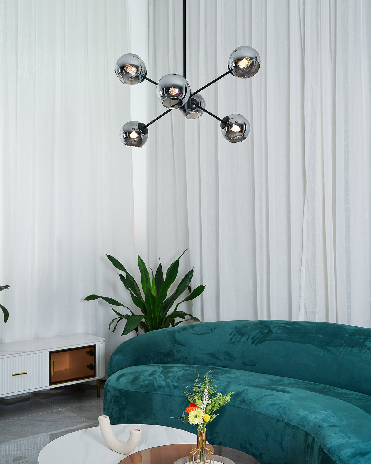 Staggered Glass 6-Light Chandelier