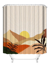 Feblilac Sun Mountain Plant Shower Curtain with Hooks, Animal Bathroom Curtains with Ring, Unique Bathroom décor, Boho Shower Curtain, Customized Bathroom Curtains, Extra Long Shower Curtain