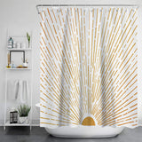 Feblilac Sun Shines White Ground Shower Curtain with Hooks, Bathroom Curtains with Ring, Unique Bathroom décor, Boho Shower Curtain, Customized Bathroom Curtains, Extra Long Shower Curtain