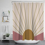 Feblilac Sun Shines Pink and Light Brown Ground Shower Curtain with Hooks, Bathroom Curtains with Ring, Unique Bathroom décor, Boho Shower Curtain, Customized Bathroom Curtains, Extra Long Shower Curtain