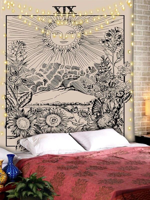 Sun & Flower Print Tapestry