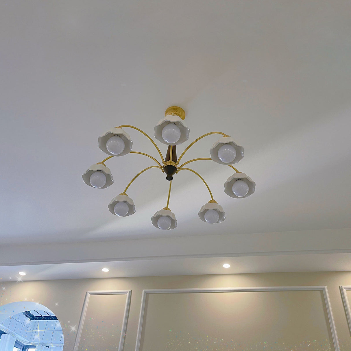 Swedish Modern Brass Chandelier
