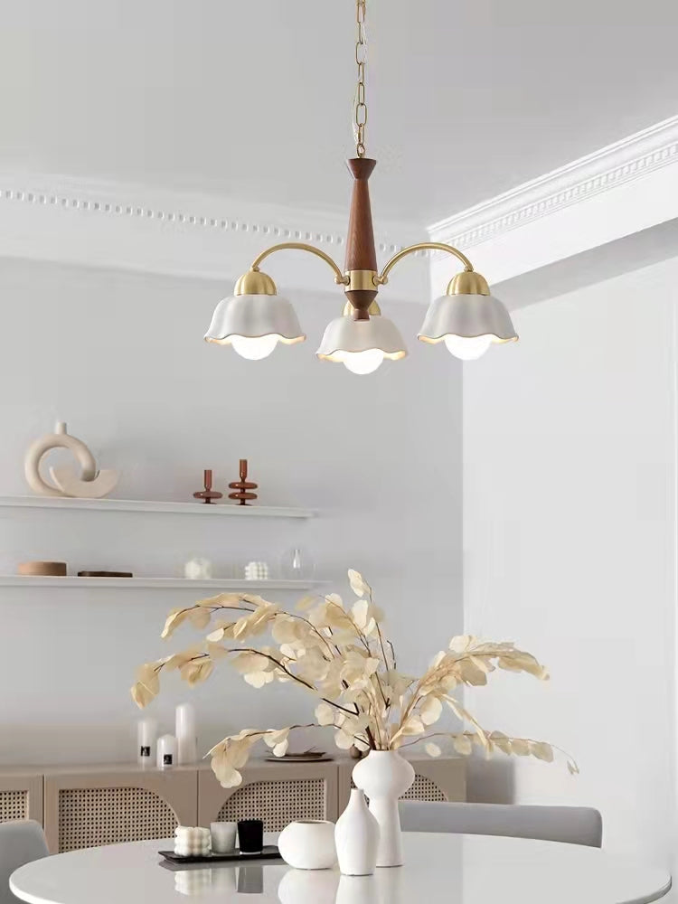 Swedish Modern Brass Chandelier
