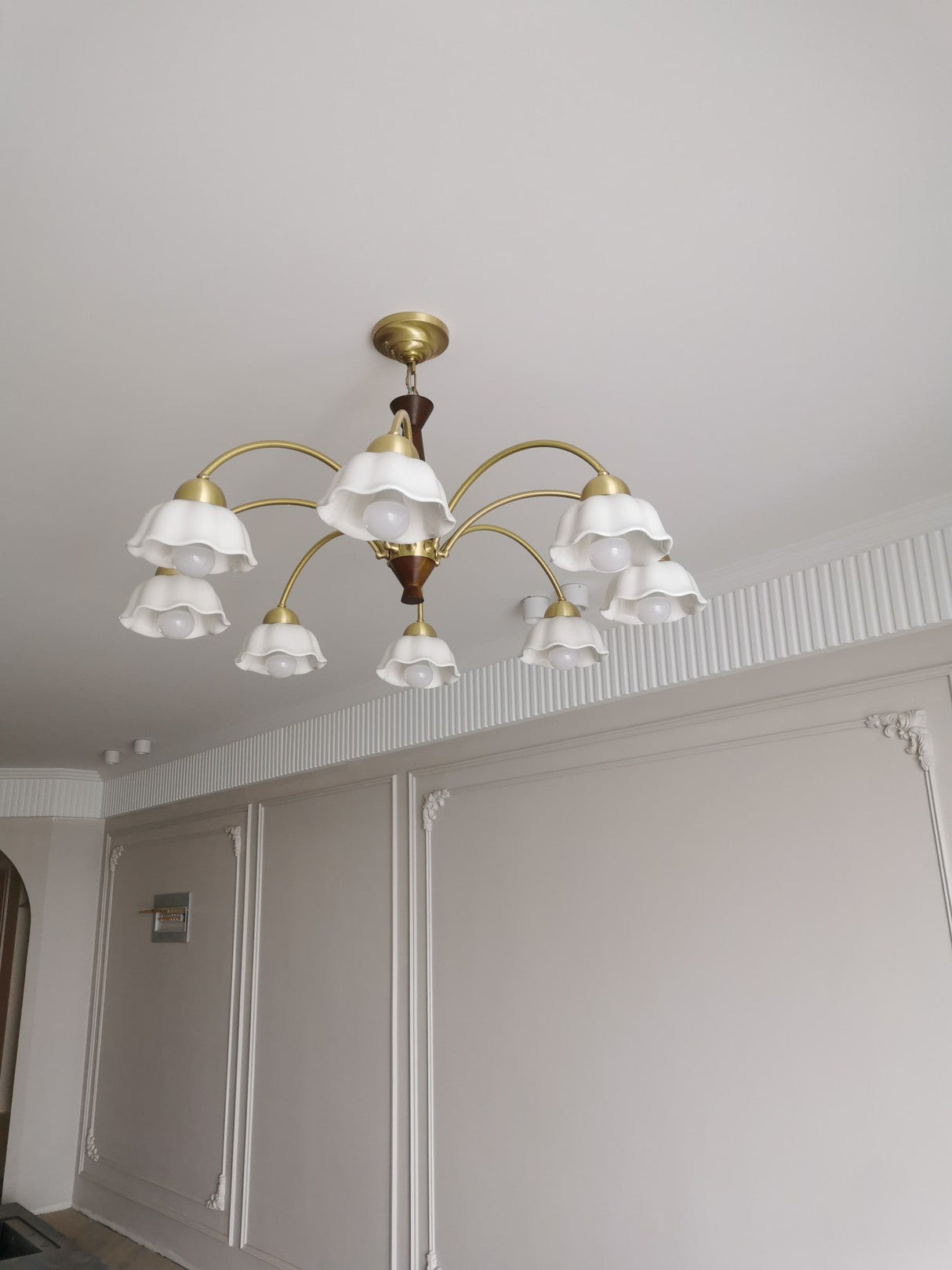 Swedish Modern Brass Chandelier