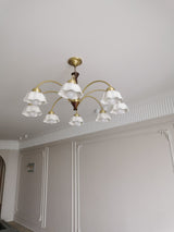 Swedish Modern Brass Chandelier