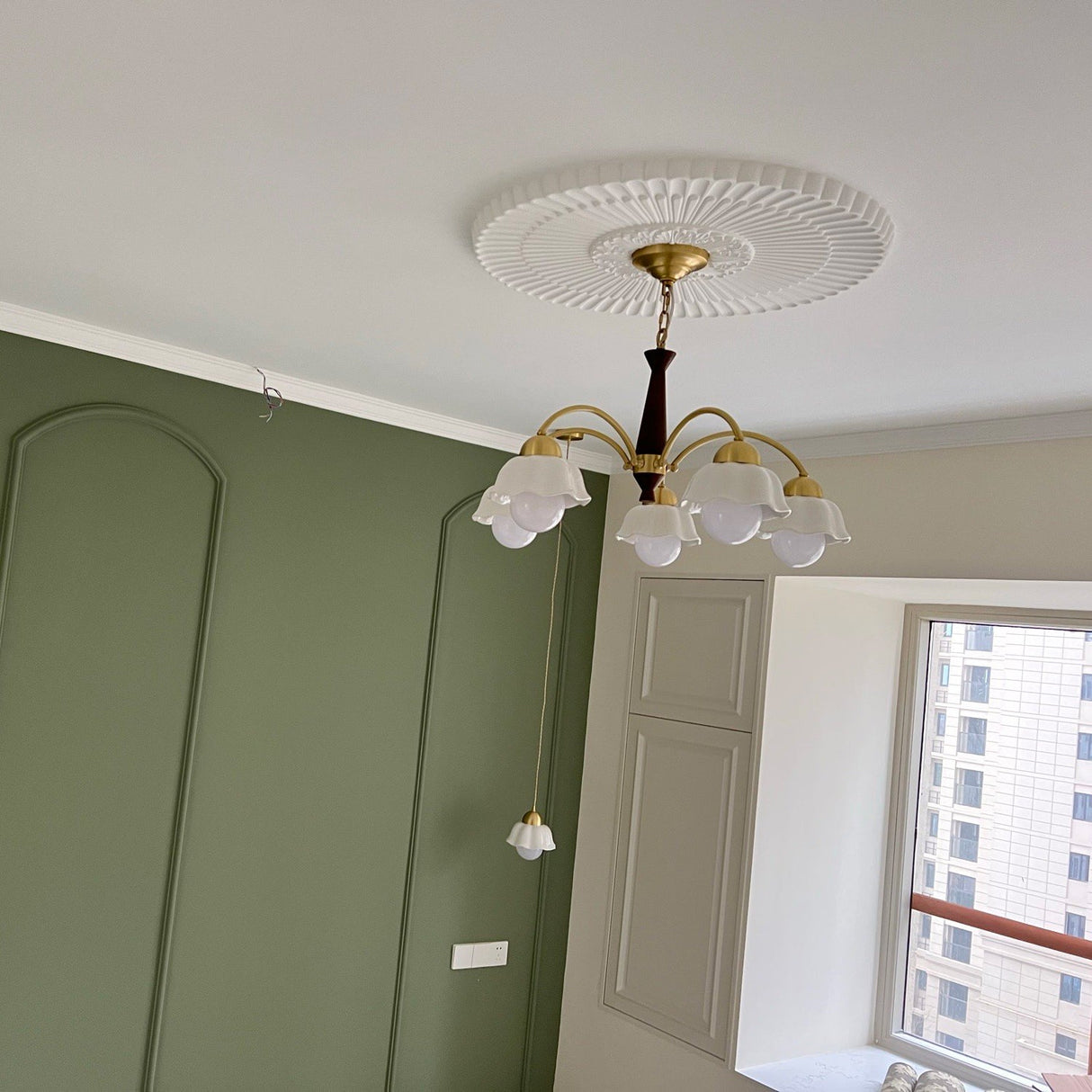 Swedish Modern Brass Chandelier