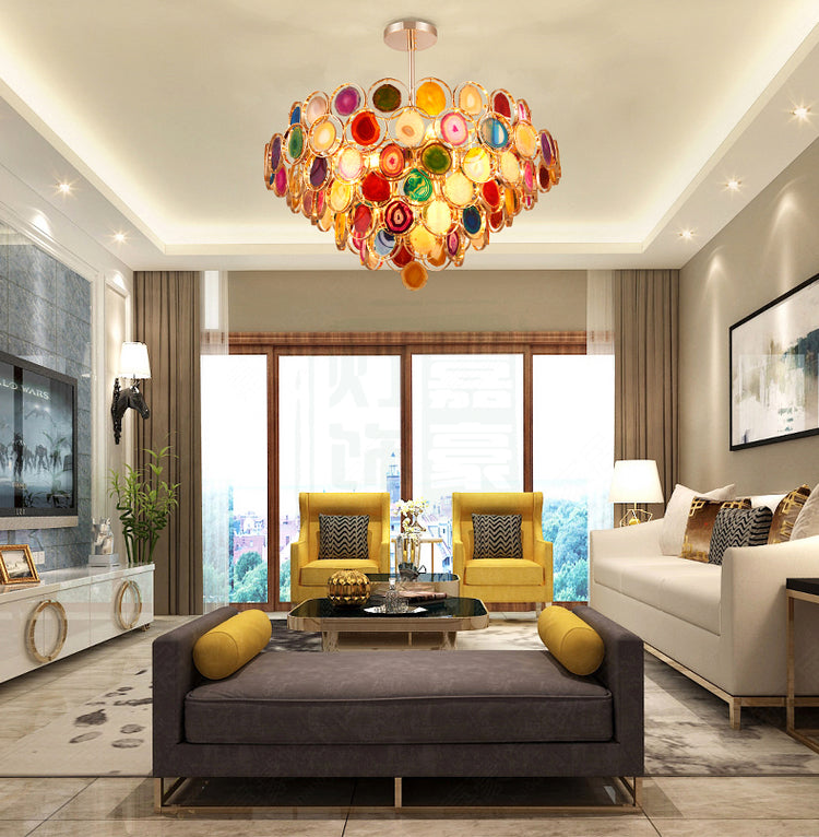 Colorful Slice Agate Chandelier for Foyer