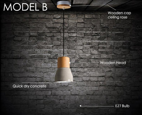 Concrete Wooden Stockholm Minimalist Pendant Light