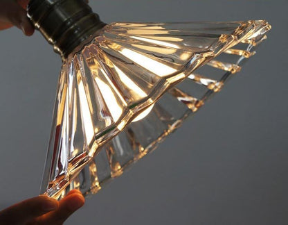 Fluted glass pendant light