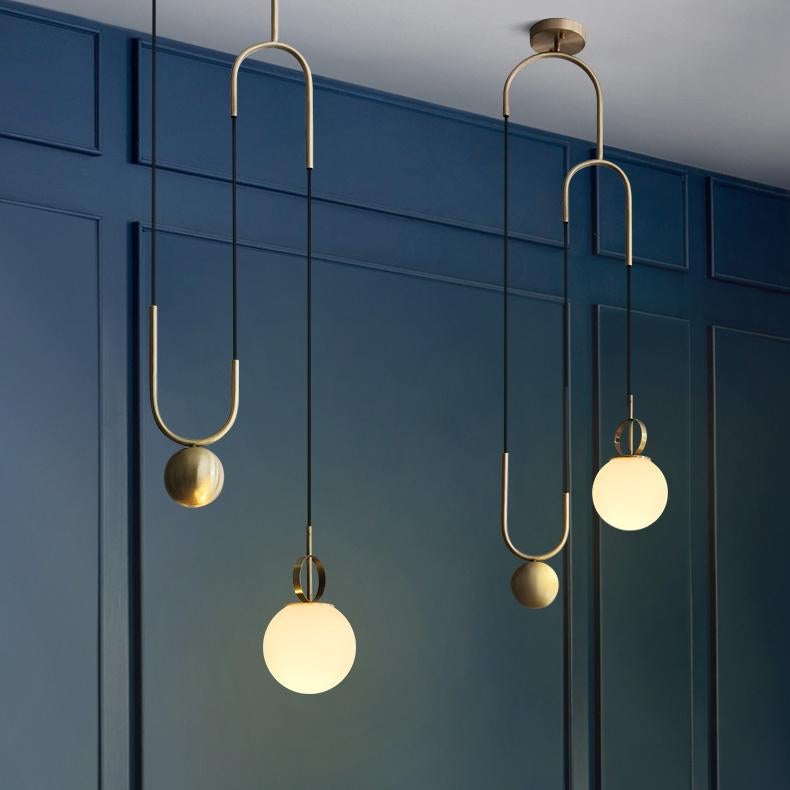 Cradle Brass mid century pulley pendant light