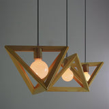 Wooden triangle pendant light