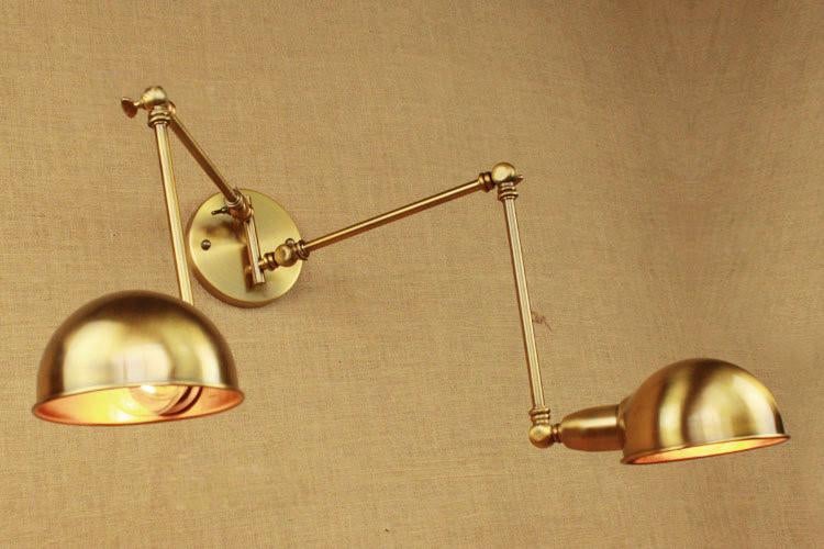 Brass Double Head Shade Industrial Wall Light