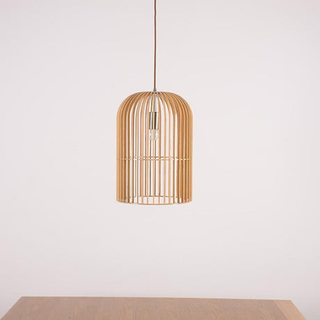 Wooden bird cage pendant light