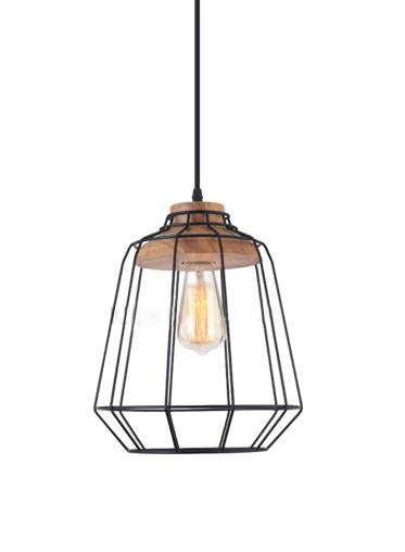 Sangkar Metal Cage Pendant Light With Wood Base