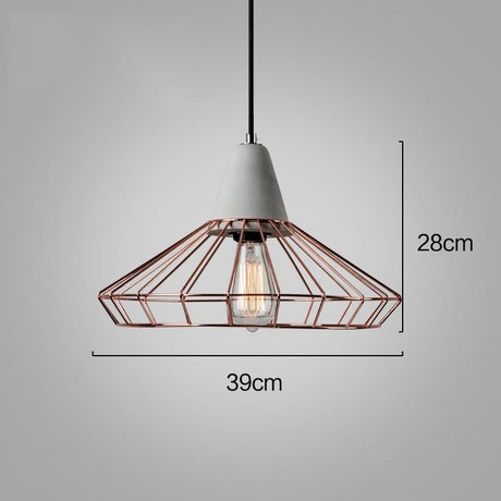 Sangkar Rose copper gold Cage Pendant Light With Concrete Base