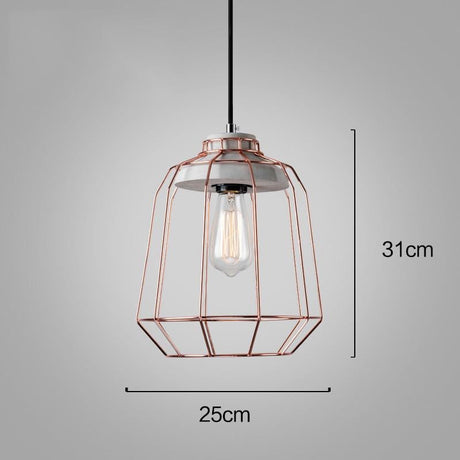 Sangkar Rose copper gold Cage Pendant Light With Concrete Base