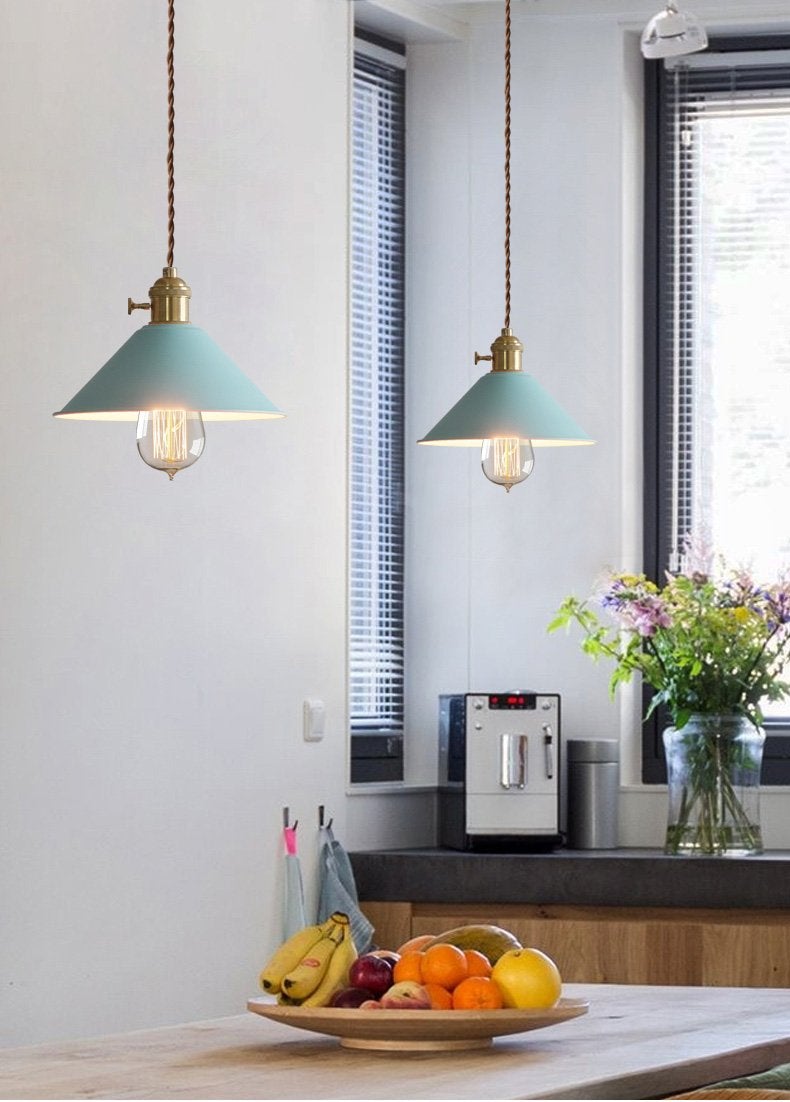 Pastel Coloured Cone Shade Industrial Pendant Light