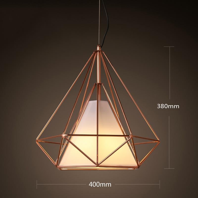 Copper Diamond Wire Cage Pendant Light