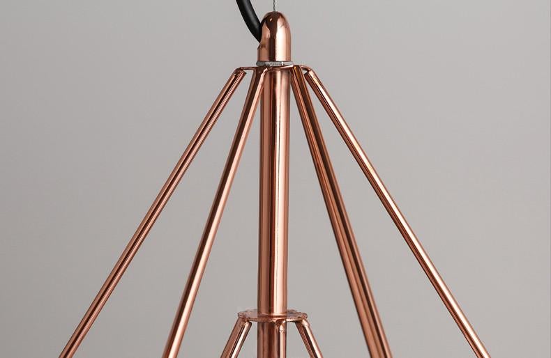 Copper Diamond Wire Cage Pendant Light