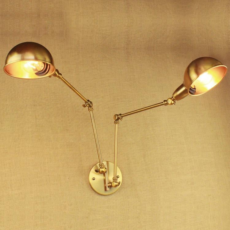 Brass Double Head Shade Industrial Wall Light