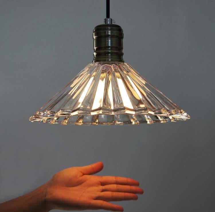 Fluted glass pendant light