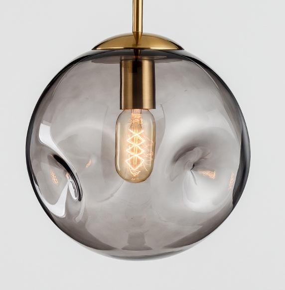 Aminta Dimpled Glass Shade Brass Pendant Light