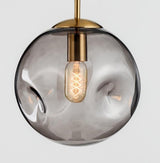 Aminta Dimpled Glass Shade Brass Pendant Light