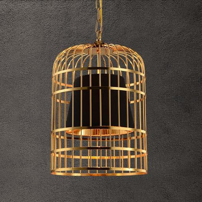 Bird Cage With Black Shade Pendant Light
