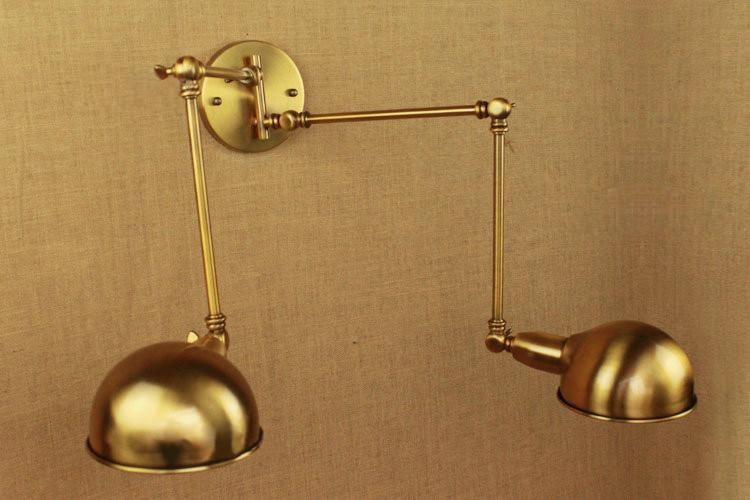 Brass Double Head Shade Industrial Wall Light