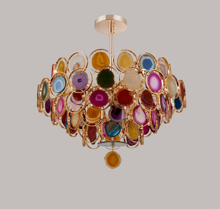 Colorful Slice Agate Chandelier for Foyer