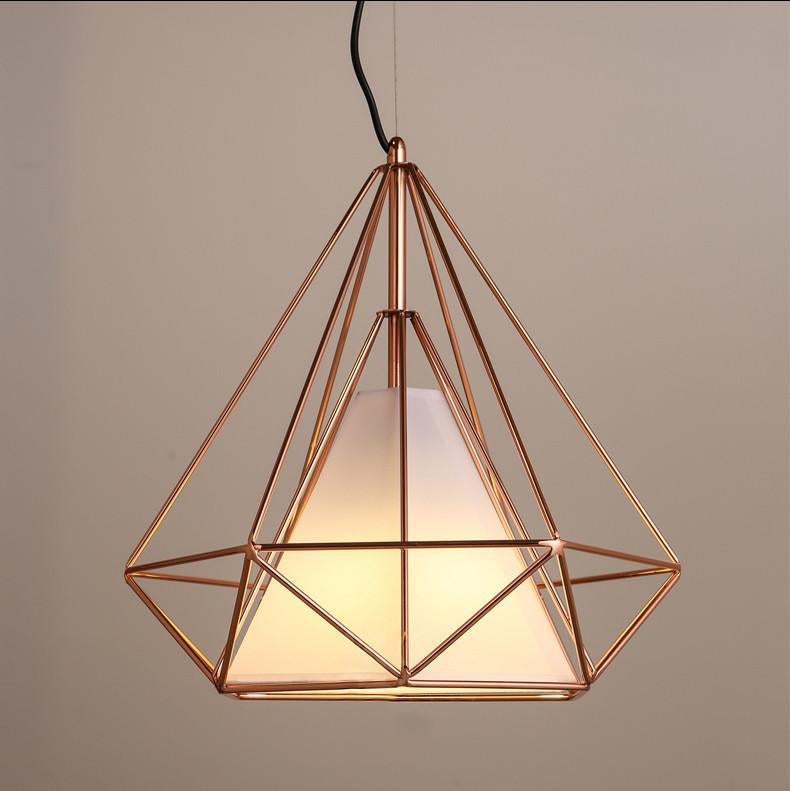 Copper Diamond Wire Cage Pendant Light