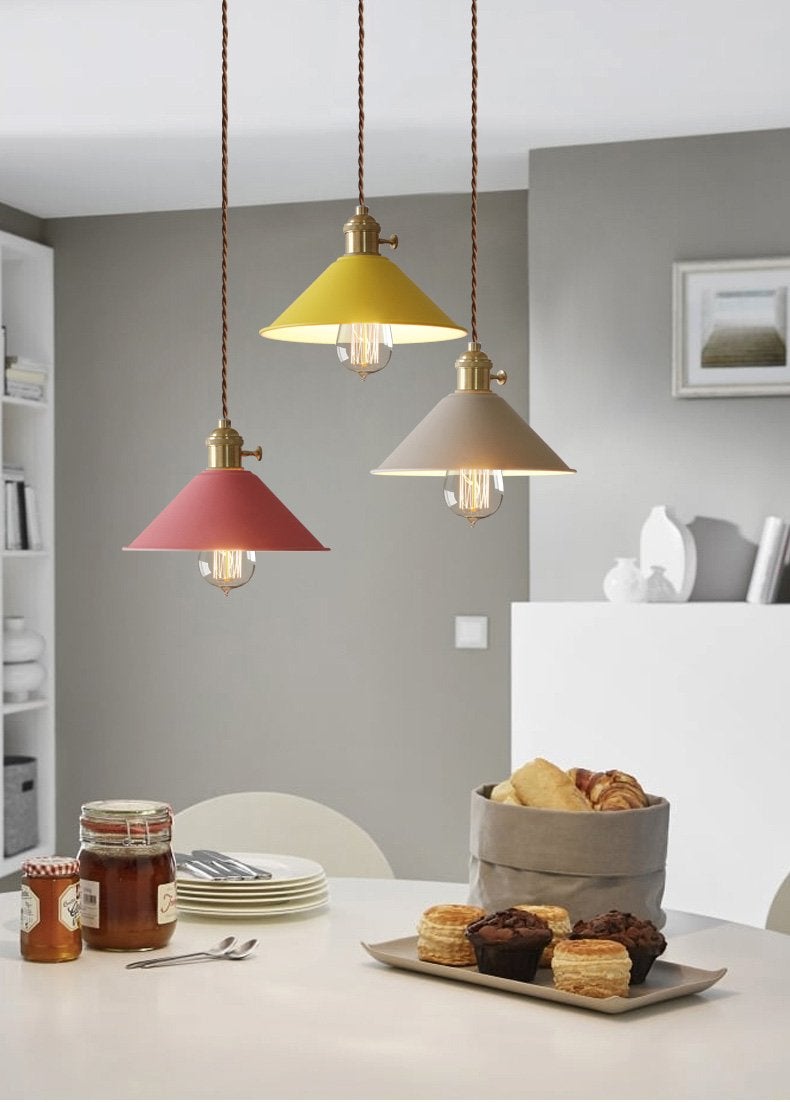 Pastel Coloured Cone Shade Industrial Pendant Light