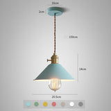 Pastel Coloured Cone Shade Industrial Pendant Light