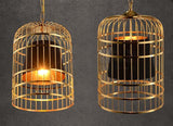 Bird Cage With Black Shade Pendant Light