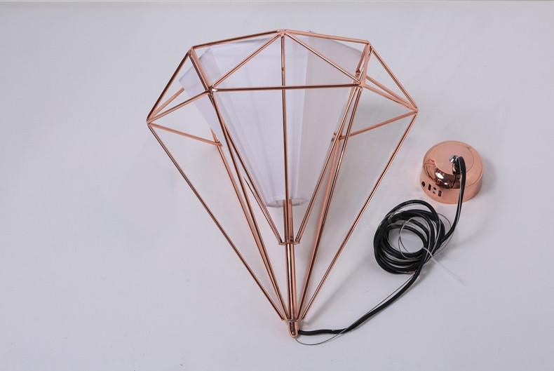 Copper Diamond Wire Cage Pendant Light