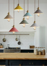 Pastel Coloured Cone Shade Industrial Pendant Light