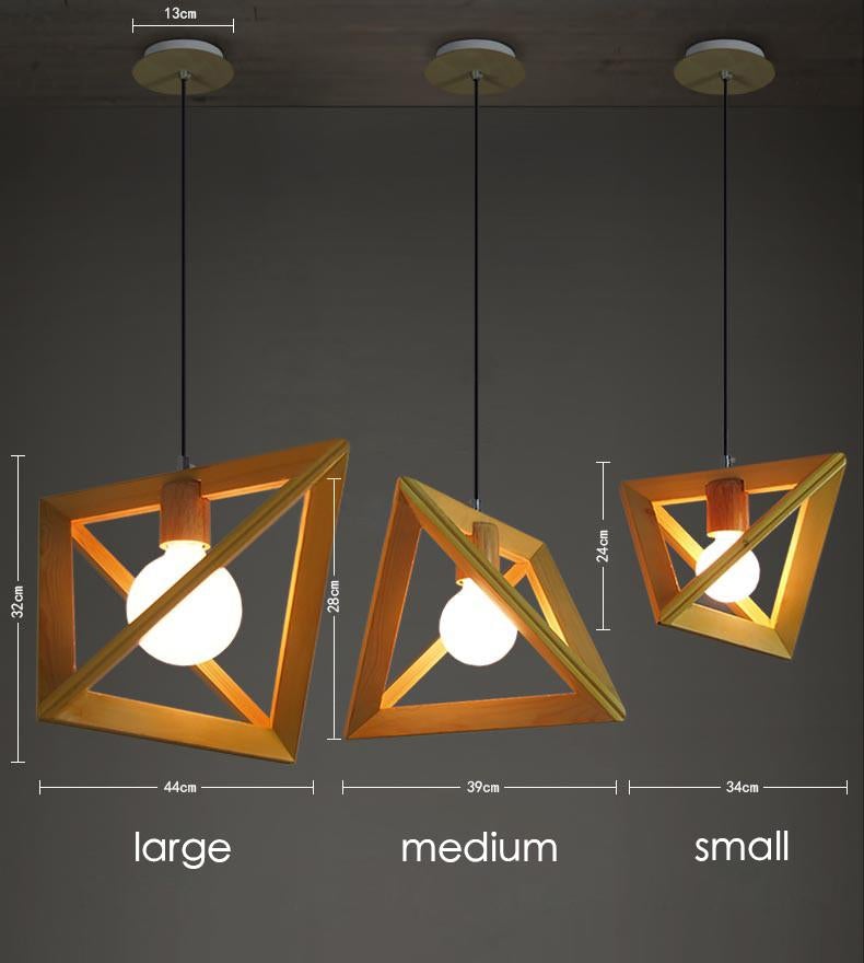 Wooden triangle pendant light
