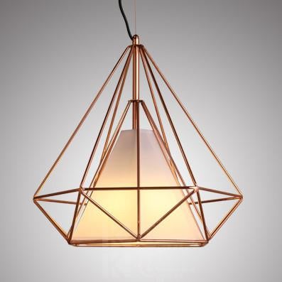 Copper Diamond Wire Cage Pendant Light