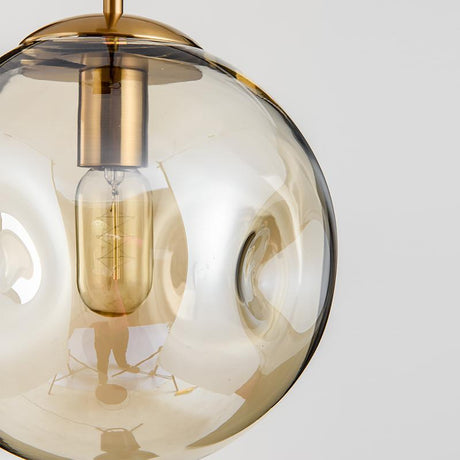 Aminta Dimpled Glass Shade Brass Pendant Light